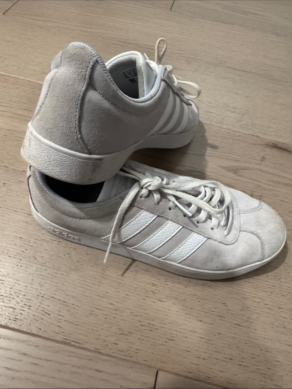 adidas Men’s Off-White Suede Sneakers with White Stripes